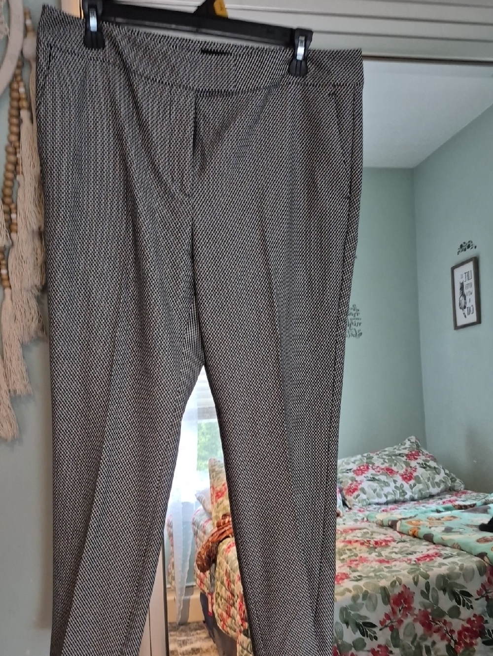 Ann Taylor Black and White Micro-Pattern Trousers